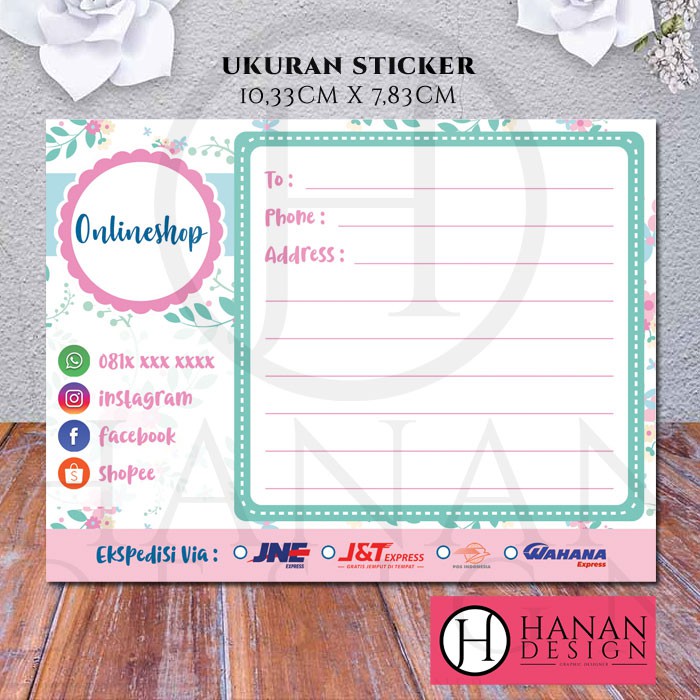 

Stiker Label Pengiriman Paket Olshop Online Shop Custom - Motif Shabby Pink Tosca