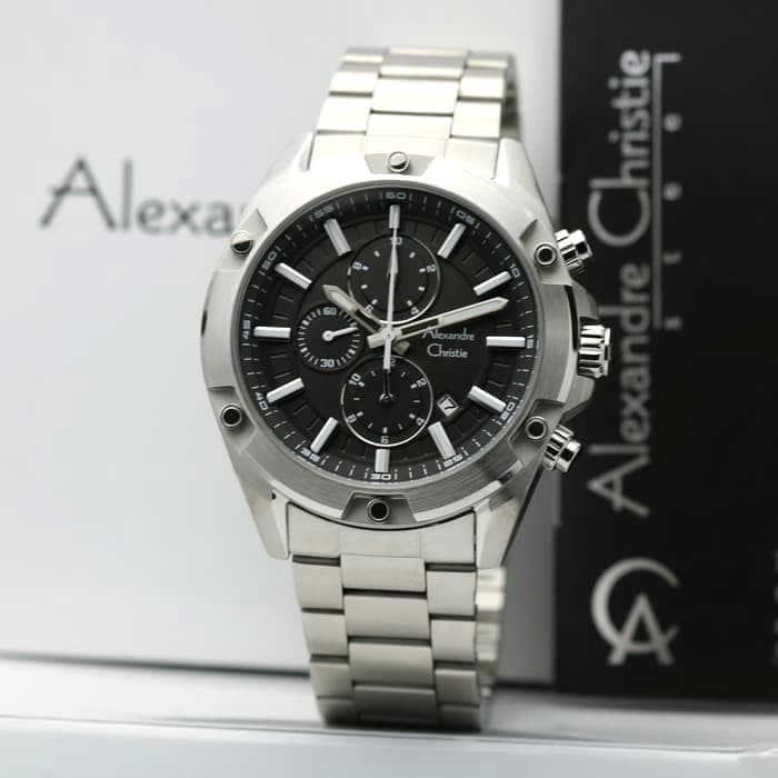 Jam Tangan Pria Alexandre Christie AC 6524 Original - Silver Black