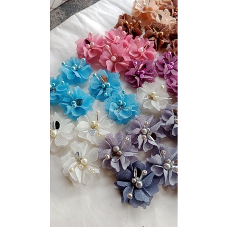 RS8 READY SIAP KIRIM HARGA 1 BIJI aplikasi bunga 3d handmade CALLA 4cm hiasan baju gaun kebaya