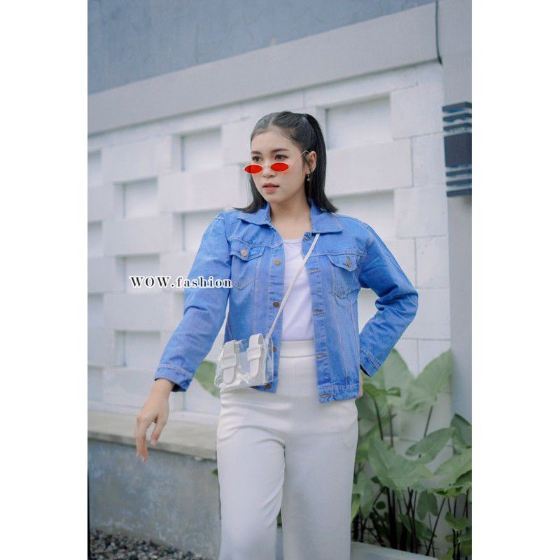 JAKET BIONDY DENIM JEANS WANITA JINS JAKET CEWEK CEWE MURAH TERBARU JAKET CROP-Iceblu