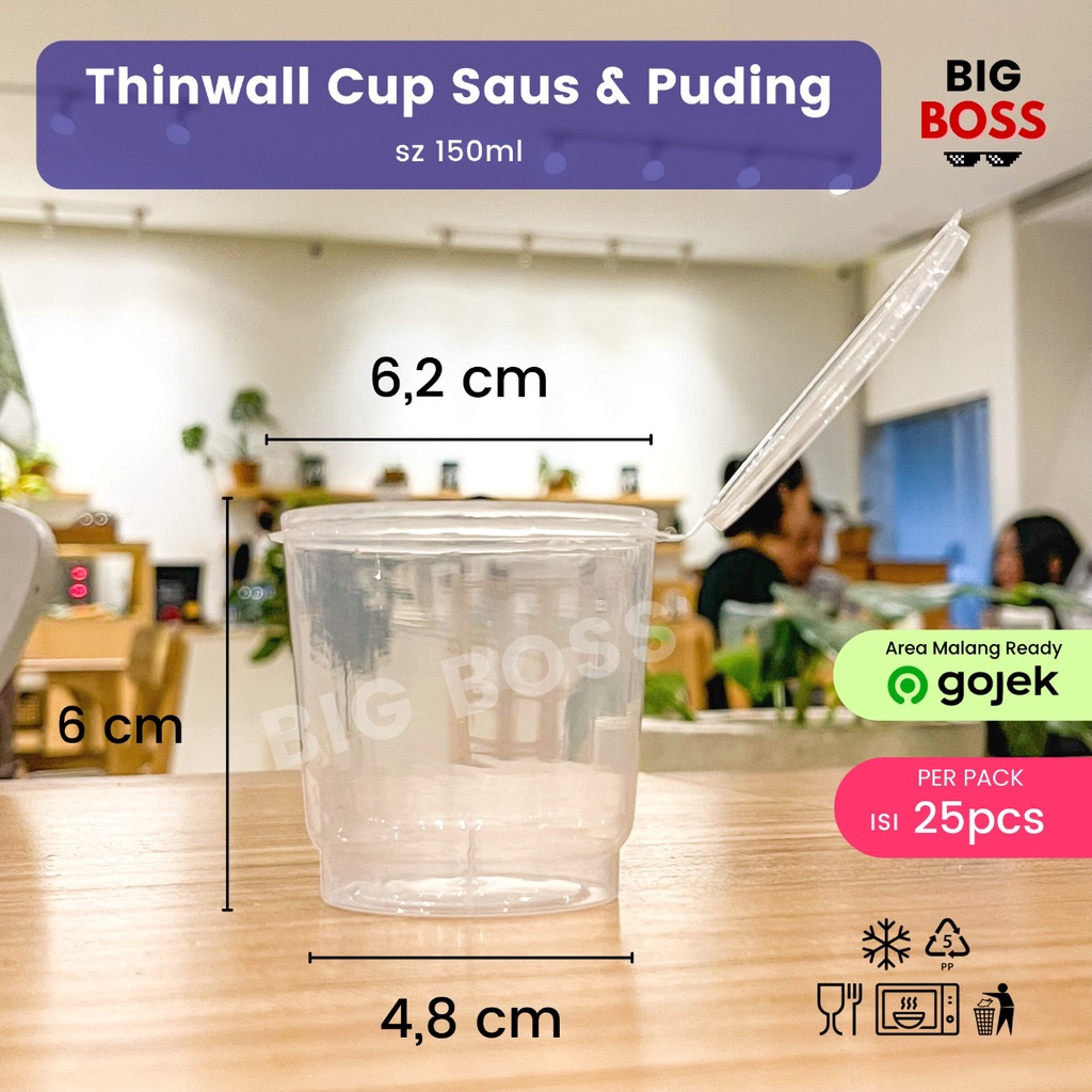 [ISI 25 PCS] Thinwall Gelas Puding Pudding 150ml + Tutup / Cup Puding Agar, Jelly Plastik