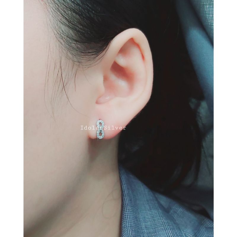 ANTING PERAK ASLI SILVER 925 LAPIS EMAS MODEL JEPIT INFINITY - PERHIASAN PERAK WANITA