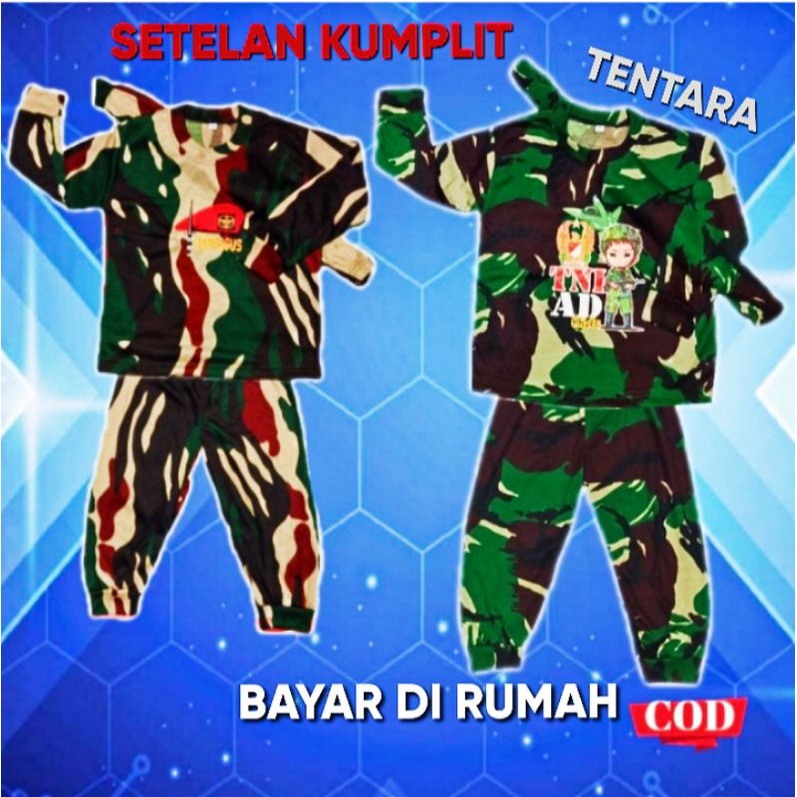 Promo STELAN KAOS BAJU POLISI TENTARA ANAK 1 2 3 4 5 6 7 8 TAHUN TRAINING PIYAMA ANAK LORENG ARMY TE