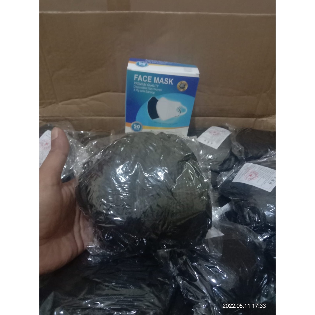 MASKER DUCKBILL (50pcs) MASKER DUCKBIL 3PLY MIRIP SENSI HITAM FACE MASK EARLOOP