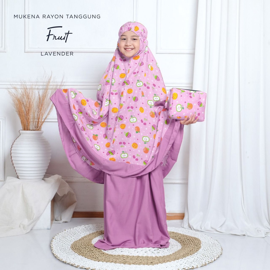 PUSAT MUKENA TASIK - MUKENA ANAK BALI RAYON TANGGUNG MOTIF FRUITS