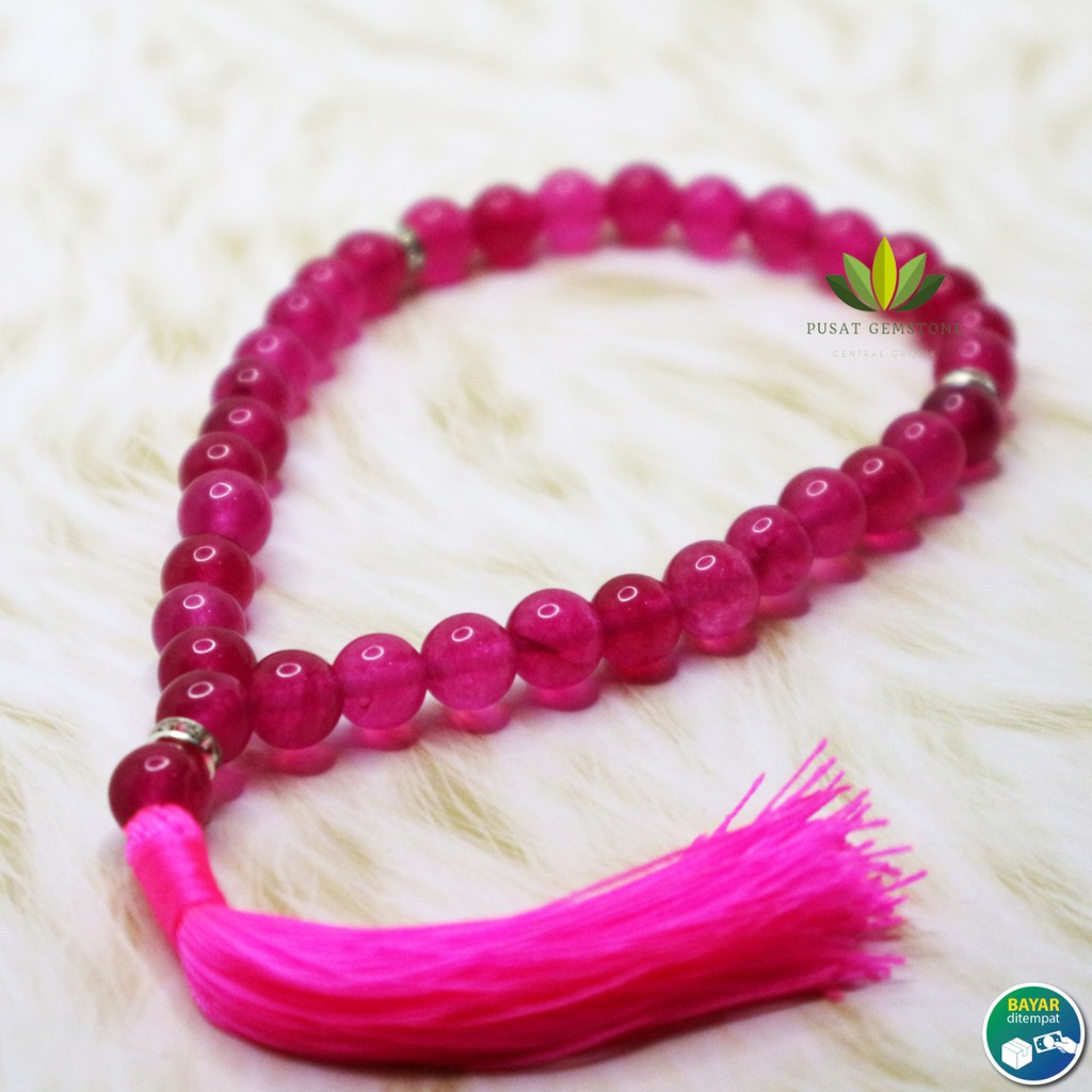 Tasbih Batu Pink 33 Butir Natural