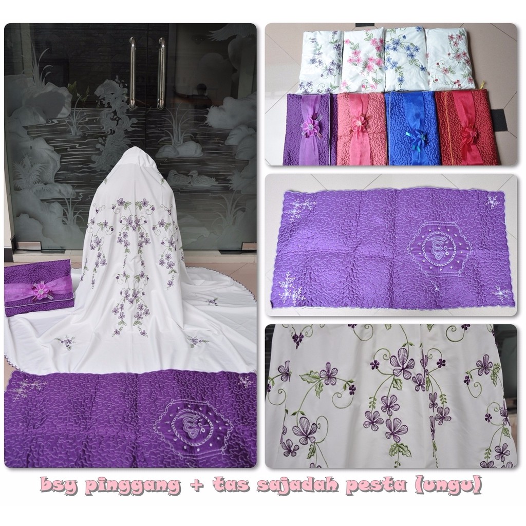 MUKENA BSY PINGGANG + TAS SAJADAH PESTA UNGU