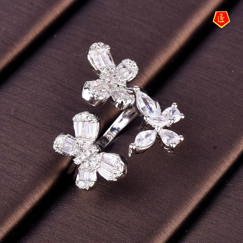 [Ready Stock]Micro Diamond S925 Silver Sweet Butterfly Opening Ring