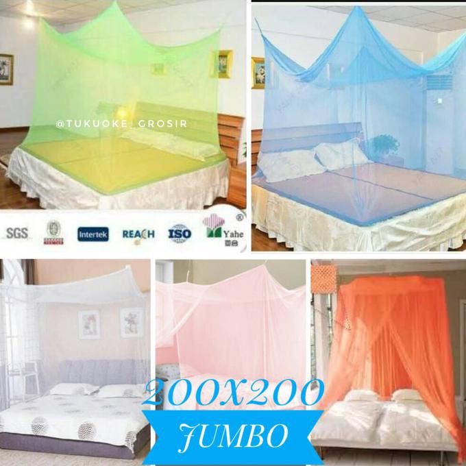 Ready Stok - Kelambu Gantung 200X200 Polos Kotak Super Jumbo Kelambu Gantung Murah - Hijau