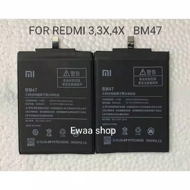 BATERAI BATRE BATTERY FOR XIAOMI REDMI 3,3X,4X / BM47 ORGINAL 100%