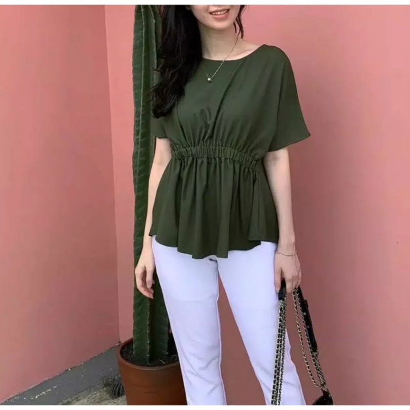 ATASAN WANITA BLOUSE SHEVA ATASAN KEKINIAN ATASAN TERBARU 2022-Hijau Army