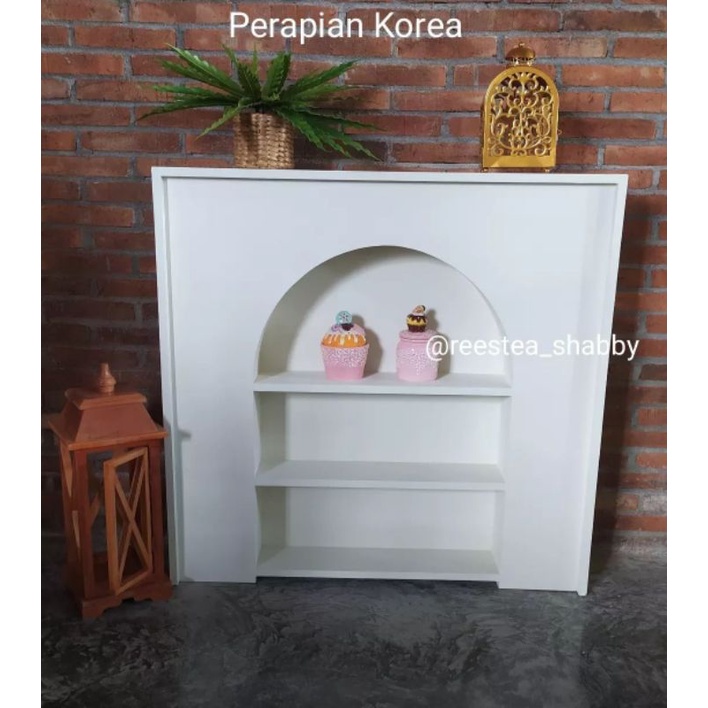 Meja Perapian kayu KOKOH TANPA RAKIT / READY STOCK Simple / rak buku fireplace shabby aesthetic