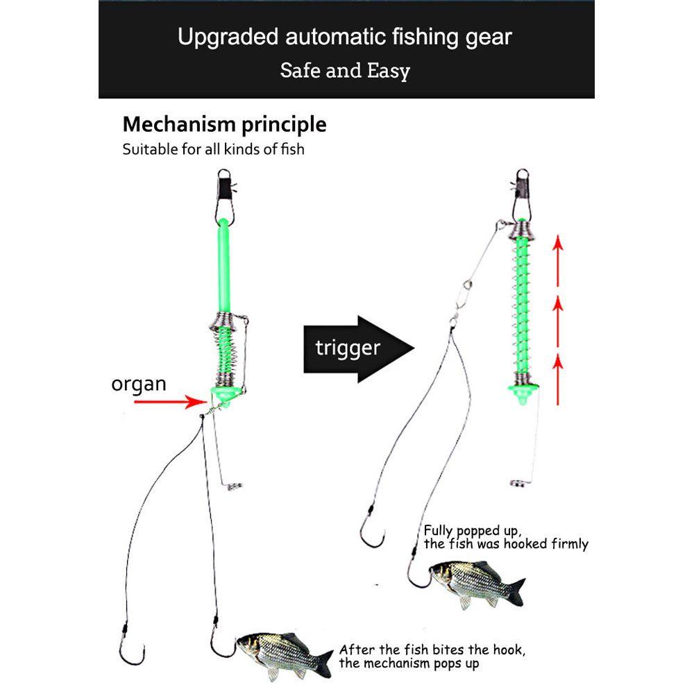 Agustina Pengait Pancing Otomatis Tackle Barang Stainless Steel Spring Fish Lure Aksesoris