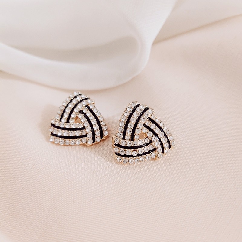 Anting Sterling Silver Bentuk Spiral Besar Hias Berlian Penuh Gaya Korea Untuk Wanita