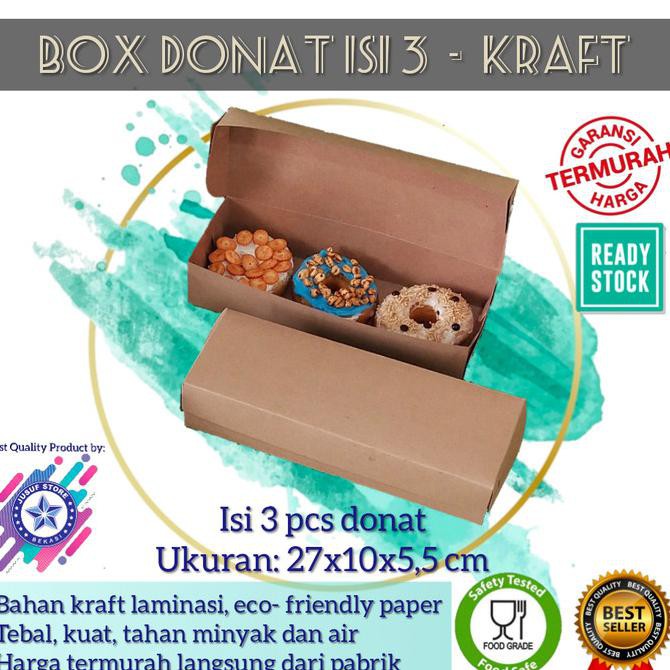 

Box Donat Isi 3/ Dus Kue Bolu/Brownies Polos Foodgrade - Cokelat