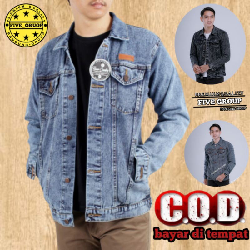 (BISA COD)Jaket Jeans Pria Biru Pudar XXL XXXL XXXXL Shenwos Sobek Levis Hitam Garmen Ori BTS JIMIN