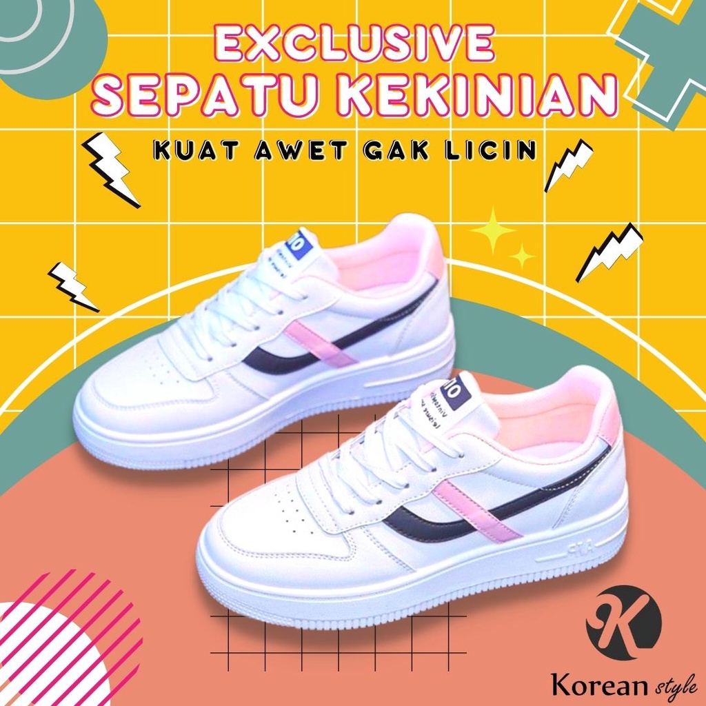 Sepatu Sneakers Wanita Kekinian Terbaru Korean Style Sport Running Olahraga Santai Spatu Snekers Cew