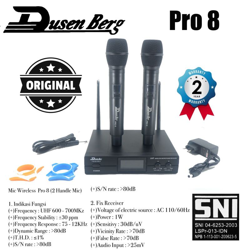 Mic Wireless DUSENBERG Pro 8 Original Garansi 2 Tahun 2 Pegang Wireless