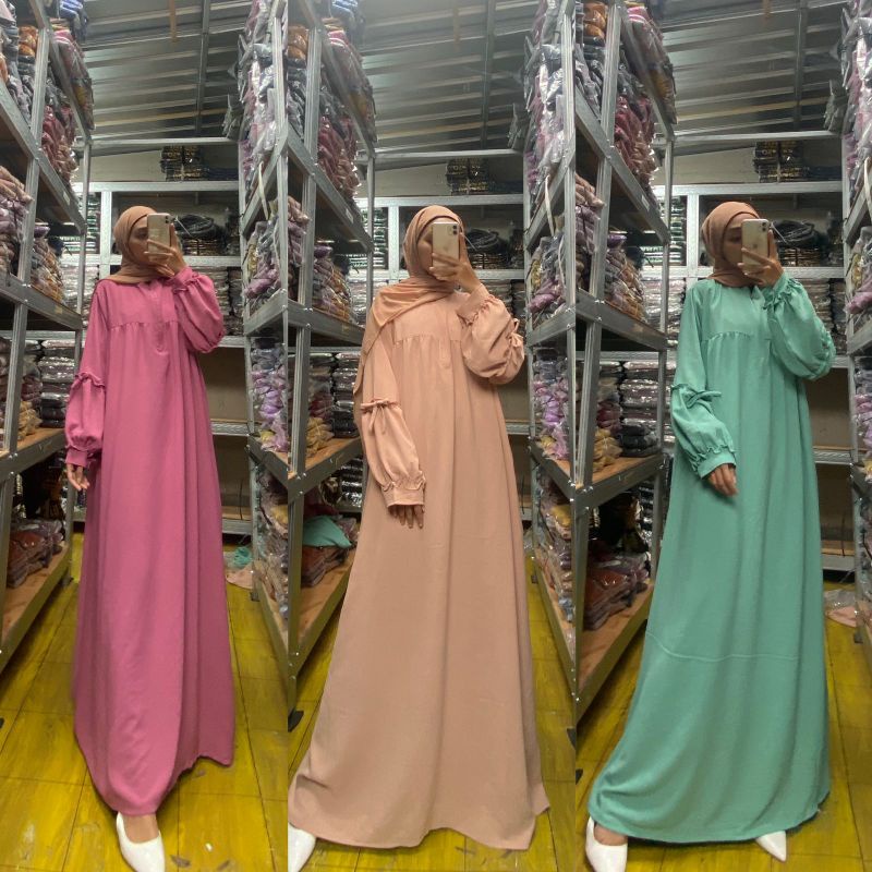 LATAYA  MAXY Gamis Kringkle Airflow POLOS LD 110- Gamis Abaya Wanita