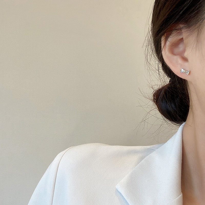 Anting Stud Desain Pita Bahan 925 Silver Needle Untuk Wanita