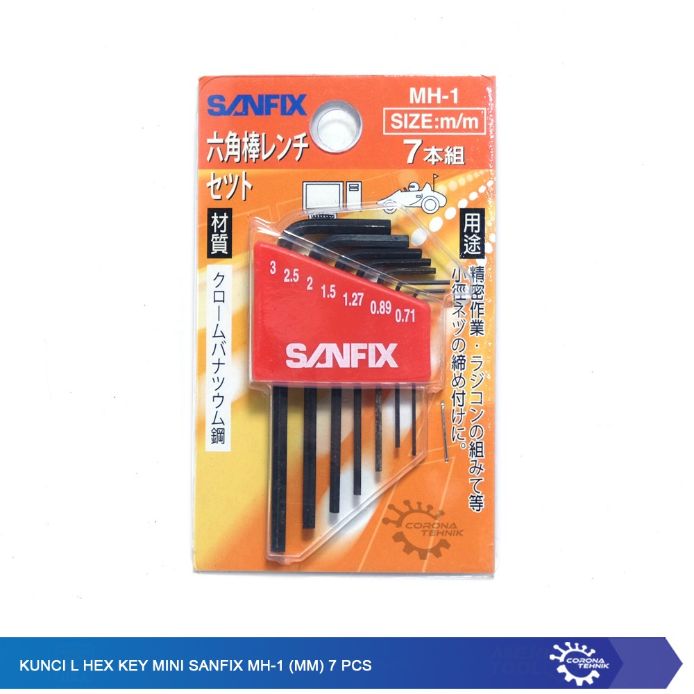 Kunci L Hex Key Mini Sanfix MH-1 (mm) 7 Pcs