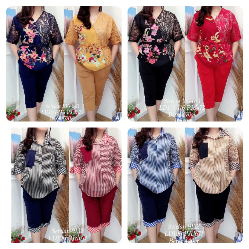 Setelan stelan katun import/setelan scuba premium/stelan setelan brukat setelan celana pendek 673/91