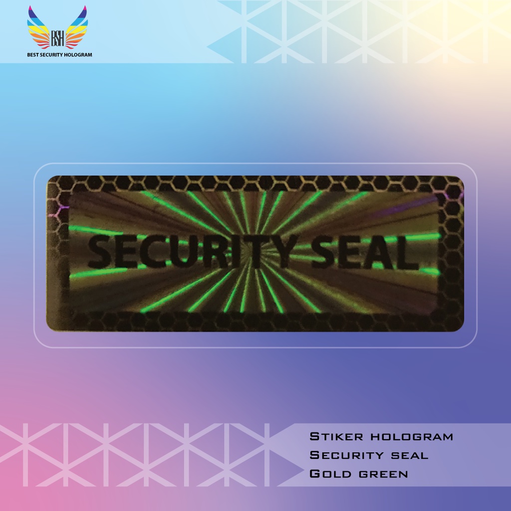 

Stiker Hologram Security Seal Stiker Segel Hijau Emas Non Temper