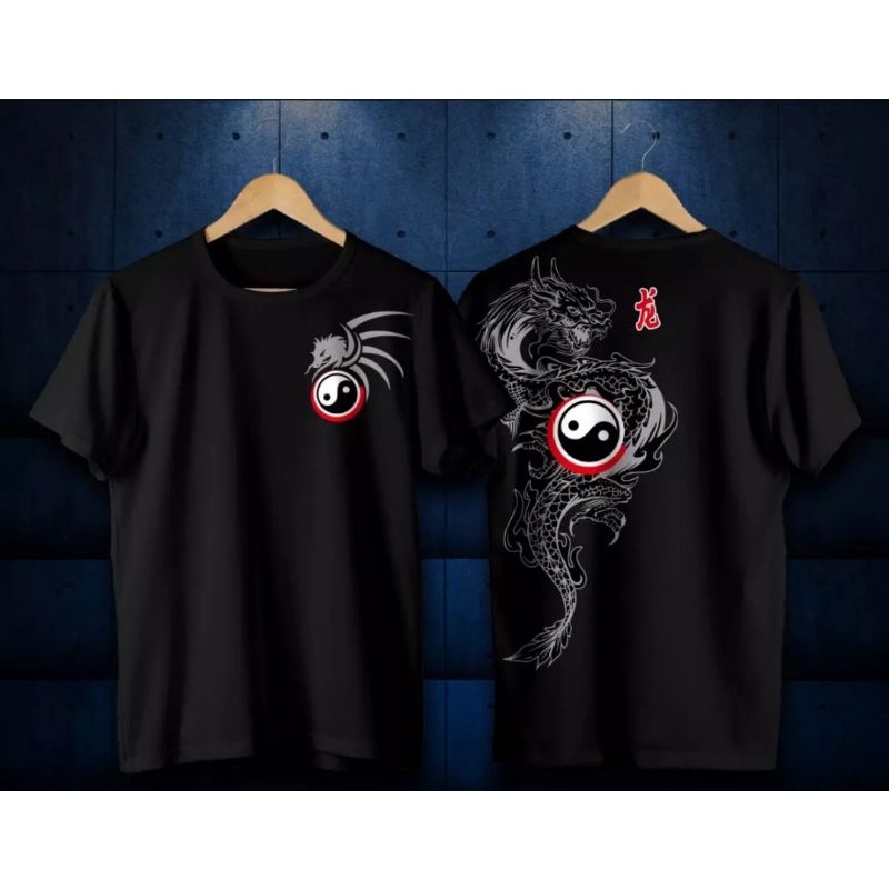 bayar di tempat kaos t-shirt pria motif naga yin yang  kaos distro pria wanita terlaris dan termurah 2022