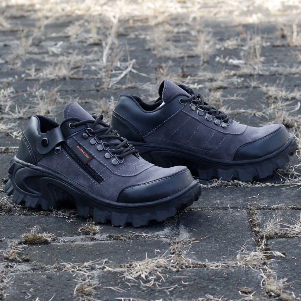 BIG PROMO | SEPATU BOOTS SAFETY UJUNG BESI PRIA RUBICON DINO GREY TACTICAL LOW BOOTS