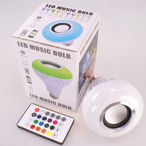 Speaker Bluetooth Wireless Lampu Music LED RGB / Bohlam Speaker 2 in 1 RGB