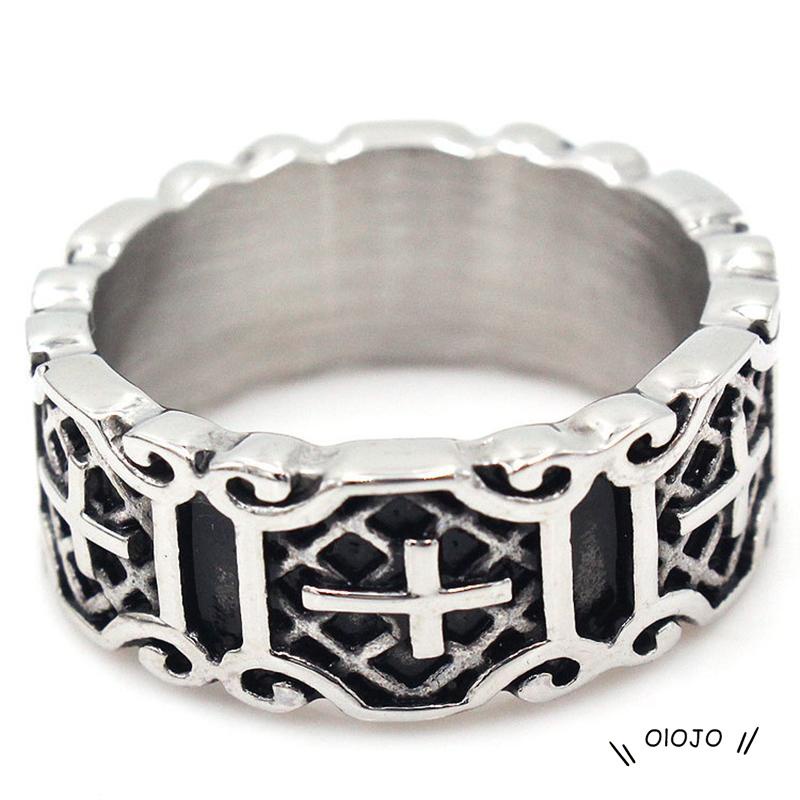 【COD】Cincin Model Salib Tertutup Gaya Punk Rock Retro Untuk Pria