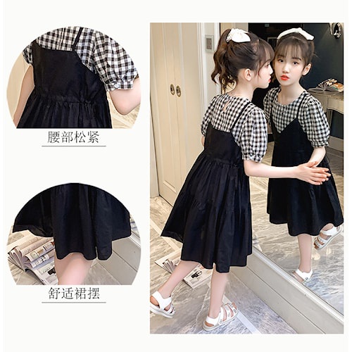 Baju Anak Cewek Korea Lengan Pendek Setelan Dress Rompi Anak K47