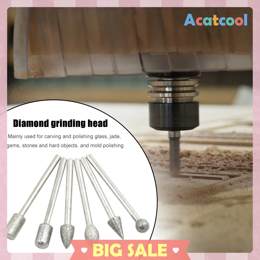 20pcs Diamond Grinding Heads 3mm Shank Mini Bit Set for Rotary Drill Tool