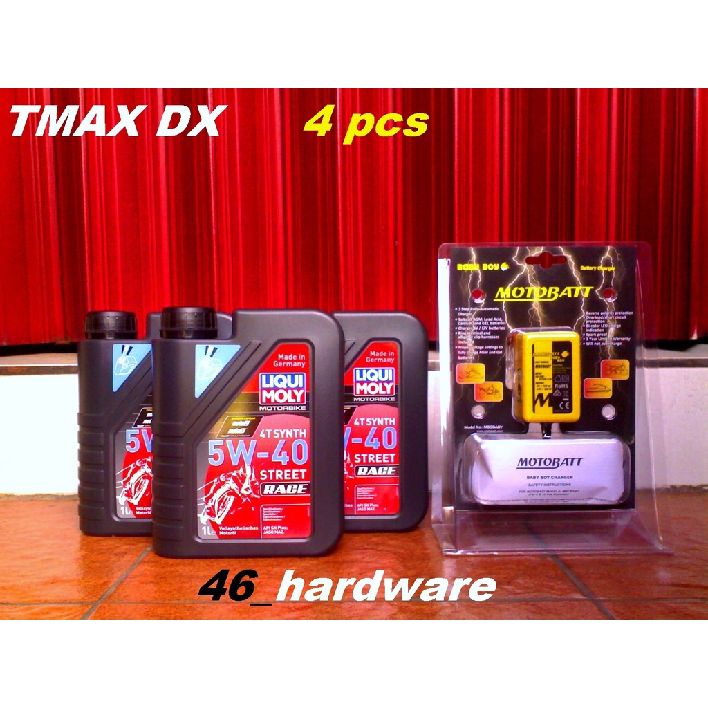 LIQUI MOLY 4T SYNTH 5W40 STREET RACE SNPlus MA2 MOTOBATT BABY TMAX DX - 46_hardware