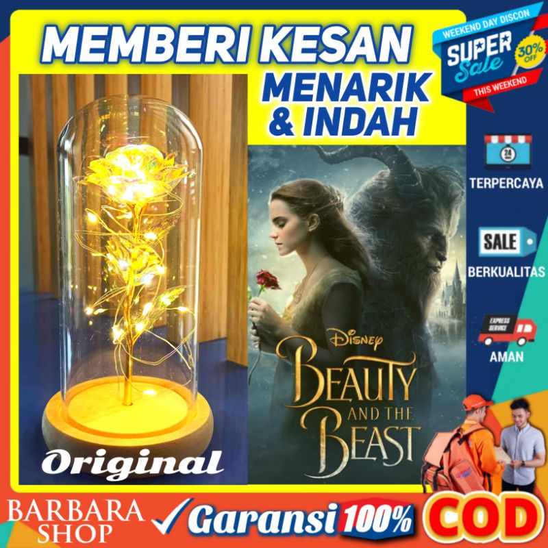 Lampu Dekorasi Kamar aesthetic Bunga Mawar Lampu LED Dekorasi Beauty and The Beast Keren Cowok Cewek tanpa Colokan Kamar anak kelap kelip Pajangan Rumah Ruang tamu Hadiah Ulang tahun