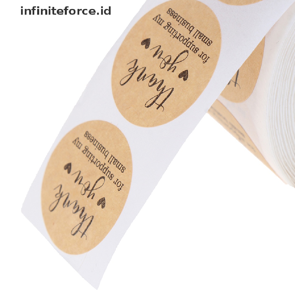 Infiniteforce.id 500pcs / Roll Stiker Label Bulat Tulisan Thank You Handmade