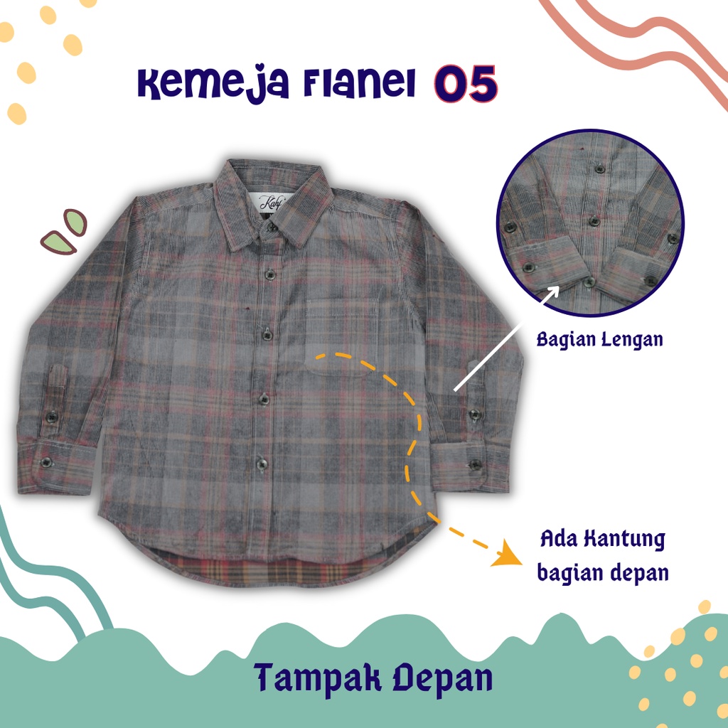 KAHF Baju Kemeja Anak Lengan Panjang Flanel Kotak Kotak Cowok/Pria 1-10 Tahun I KAHF Flannel Shirt K