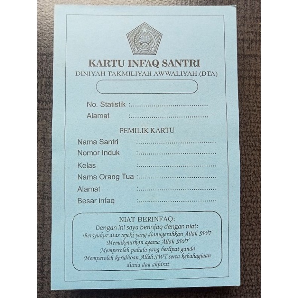 

H7Y kartu Infak DTA (100 lmbr)
