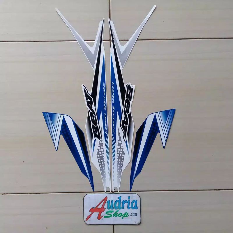 Striping sticker Honda beat fi CBS 2020 warna putih biru ASLI
