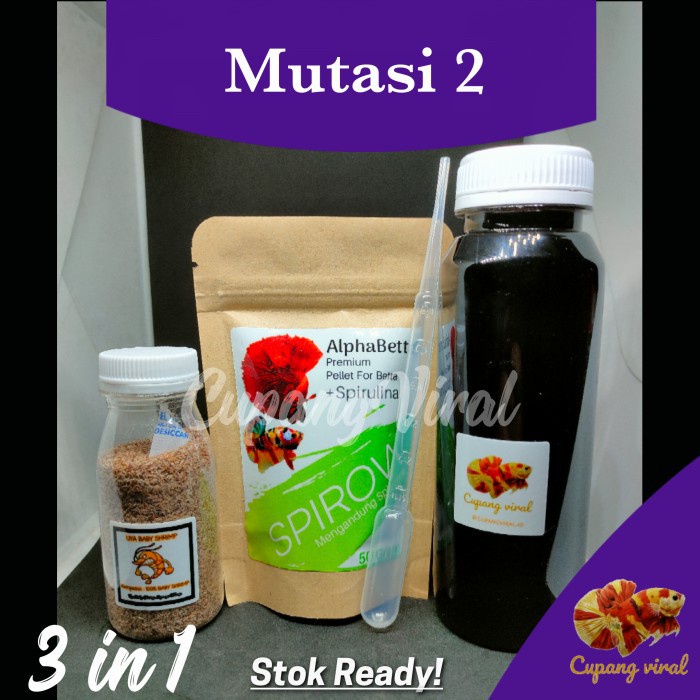 Paket Mutasi 2 - Pelet Spirulina + Ekstrak Ketapang + Baby Shrimp