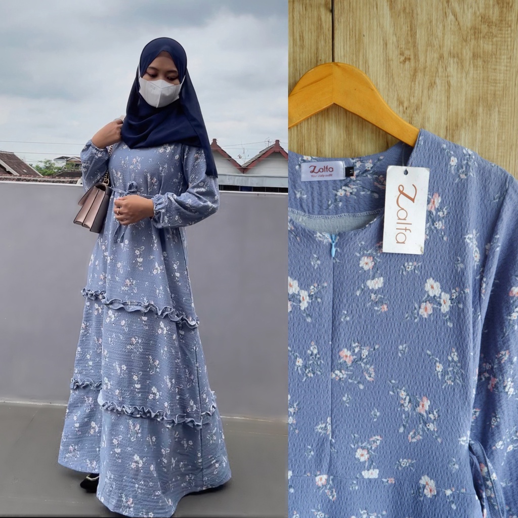 LAILA dress by ZALFA OUTFIT / gamis bunga / dress bunga / dress motif