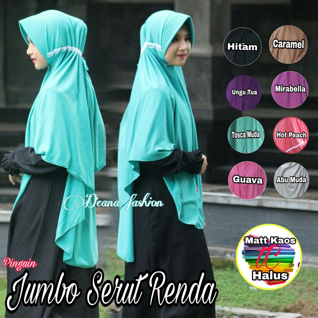 Jilbab Kerudung Serut Renda Jumbo