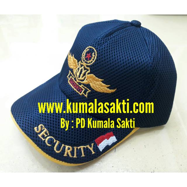 Topi Security Jaring Dongker Wing Kuning-Topi Jaring Security-Topi Jaring Satpam-Topi Satpam-Topi Security