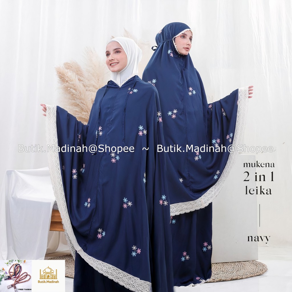 BUTIK.MADINAH MUKENA DEWASA LEIKA 2 IN 1, MUKENA TRAVEL SUPER PREMIUM