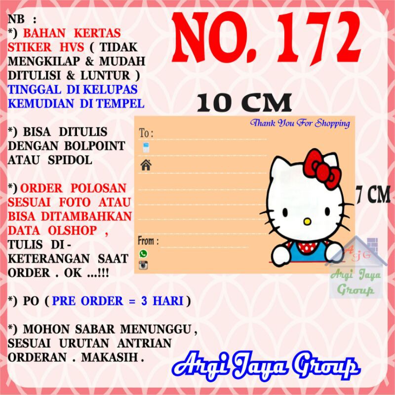 

Stiker HVS - Stiker Pengiriman - Sticker Alamat Olshop Murah Nomer 172-10x7cm