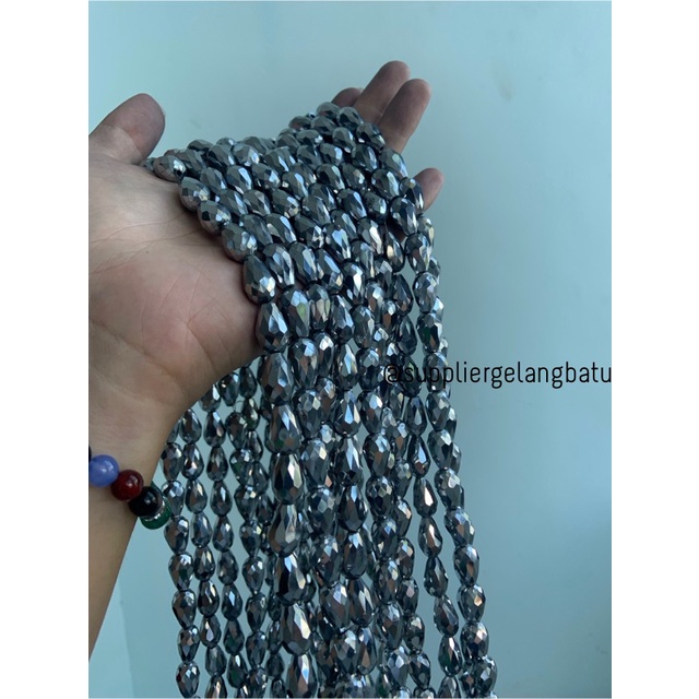 kristal Tetes ceko 15mm x 10mm SILVER PERAK spacer pembatas bahan