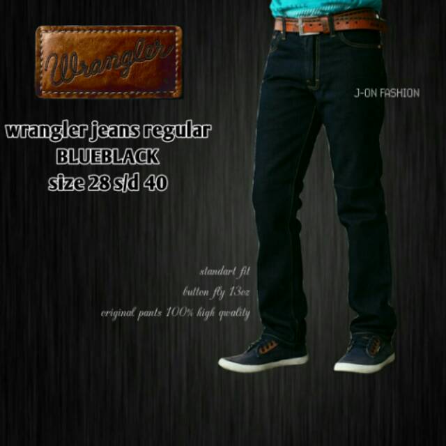 WRANGLER JEANS BLUE BLACK REGULAR ORIGINAL FIT CELANA PANJANG DENIM NON STRETCH BIG SIZE JUMBO GEDE
