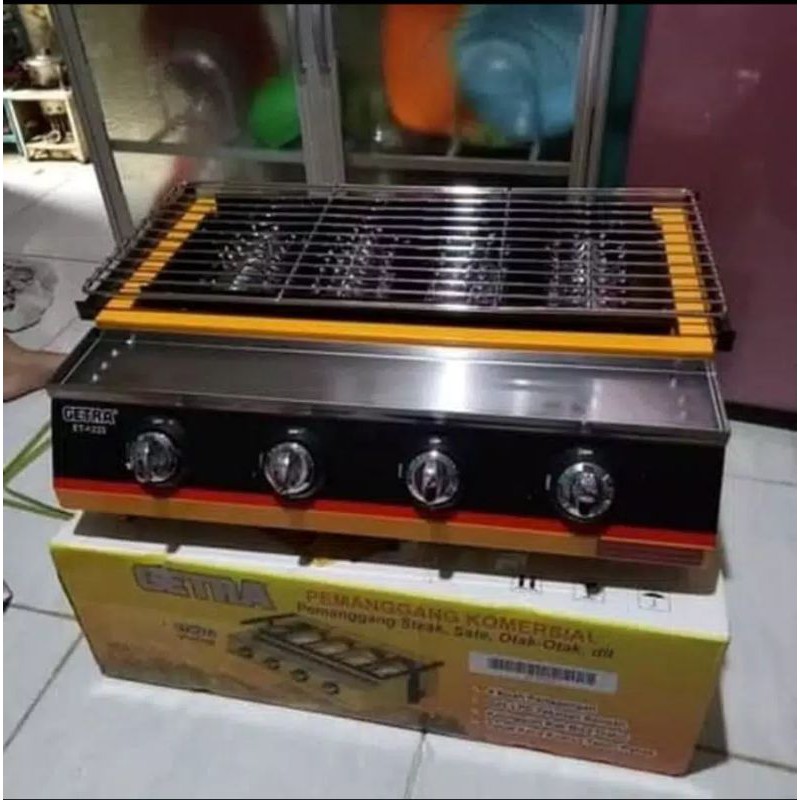 panggangan sosis 4 tungku getra cover stenlis