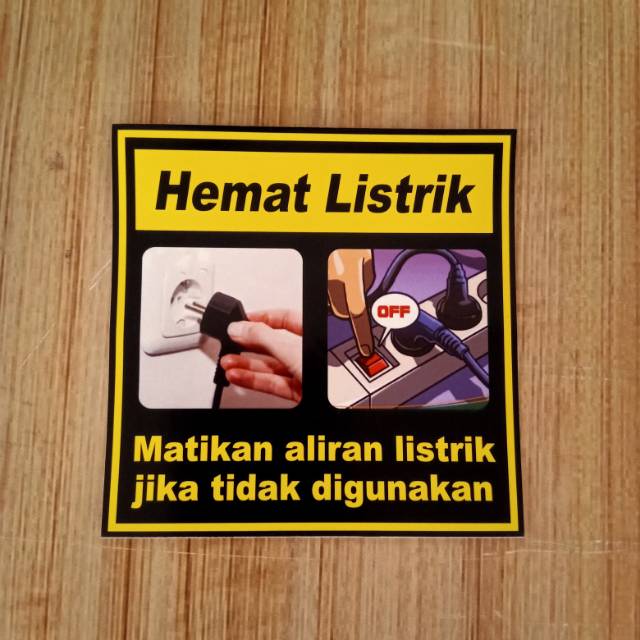 

Stiker K3 rambu safety hemat listrik. UK 10x10cm . Stiker