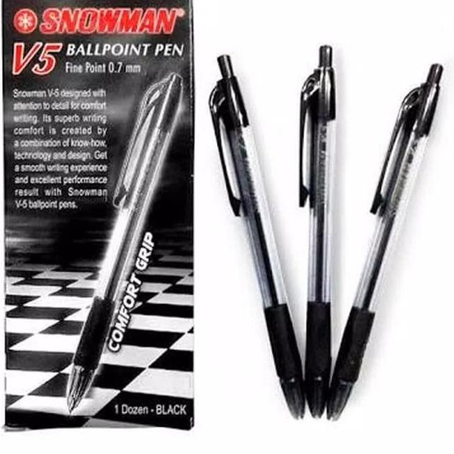 

✩ Pulpen Snowman V5 Hitam - Hitam ♀
